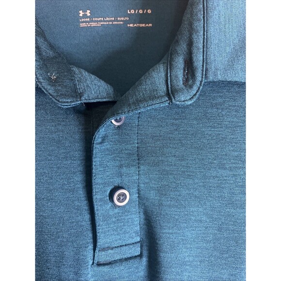 Under Armour Polo Shirt Mens L Blue Golf Preppy HeatGear Casual Short Sleeve - Picture 10 of 10